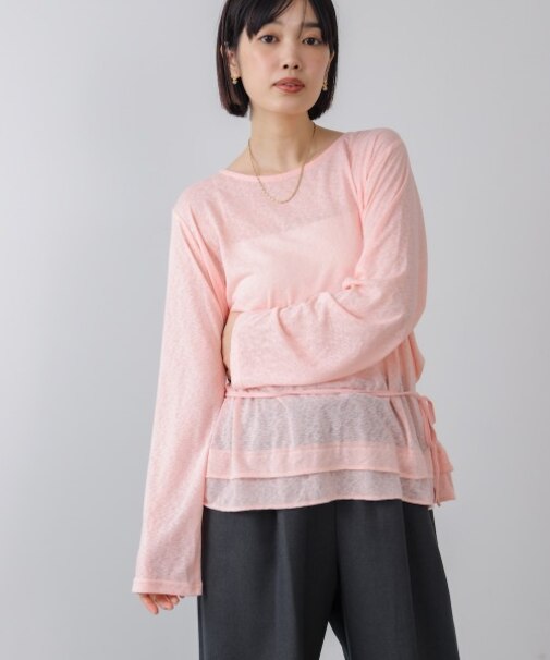 オーバーサイズシアーウエストマークトップス