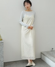 【Bab】【選べるサイズ展開】刺繍フラワーキャミワンピース