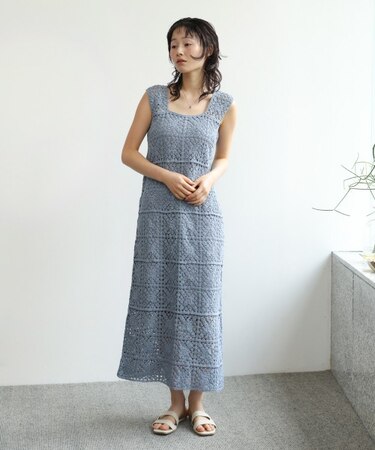 【Bab】【選べるサイズ展開】【累計お気に入り登録6.9万人!】クロシェロングワンピース