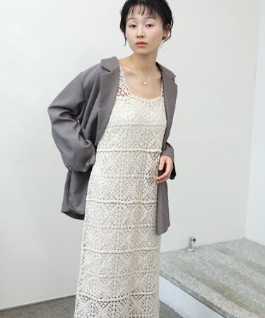 【Bab】【選べるサイズ展開】【累計お気に入り登録6.9万人！】クロシェロングワンピース