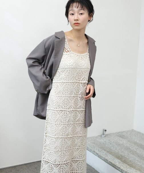 【Bab】【選べるサイズ展開】【累計お気に入り登録6.9万人！】クロシェロングワンピース