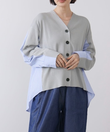 布帛切替ニットカーディガン