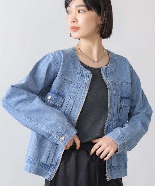 デニムノーカラージャケット｜ブージュルードの通販｜&mall（アンド