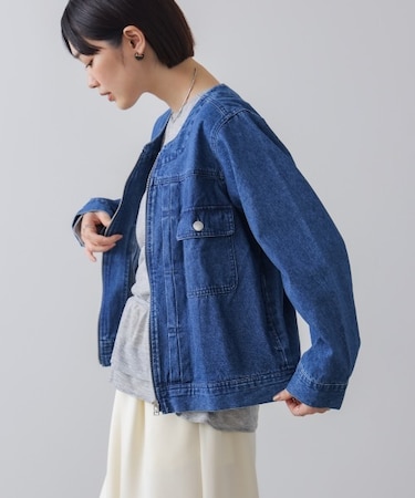 デニムノーカラージャケット