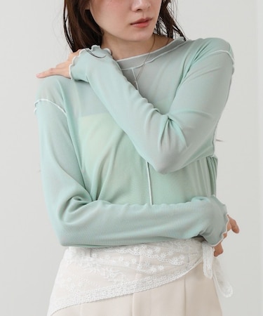 【Bab】シアーメロートップス