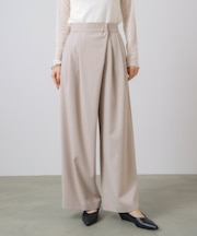 《通勤・セレモニー/セットアップ対応》ラップワイドパンツ