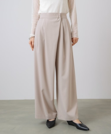 《通勤・セレモニー/セットアップ対応》ラップワイドパンツ