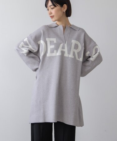 襟付きロゴニットチュニック