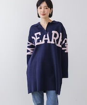 襟付きロゴニットチュニック