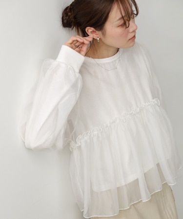 【Bab】シアーレイヤードフレアカットソー