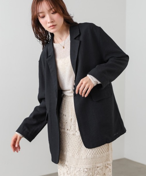 【Bab】リネンライクジャケット(ベルト付き)