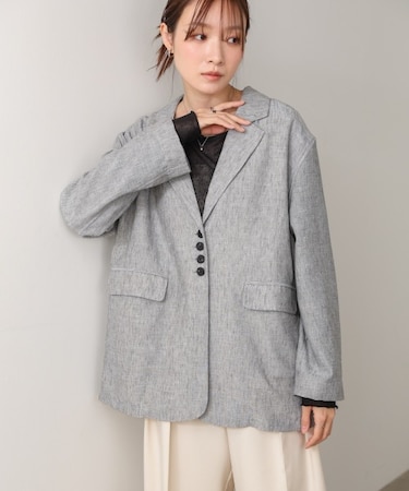 【Bab】リネンライクジャケット（ベルト付き）