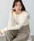 【Bab】【選べるサイズ展開】袖配色クルーネックリブニットトップス