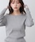 【Bab】【選べるサイズ展開】袖配色クルーネックリブニットトップス