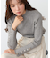 【Bab】【選べるサイズ展開】袖ボタンハイネックリブニットトップス