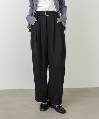 【Bab】【選べるサイズ展開】ツータックルーズベルト付スラックスパンツ