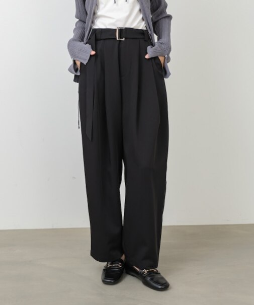 【Bab】【選べるサイズ展開】ツータックルーズベルト付スラックスパンツ