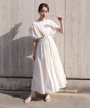 フロント刺繍ウエストシャーリングワンピース