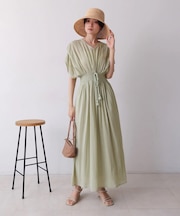 【Bab】フロント刺繍ウエストシャーリングワンピース