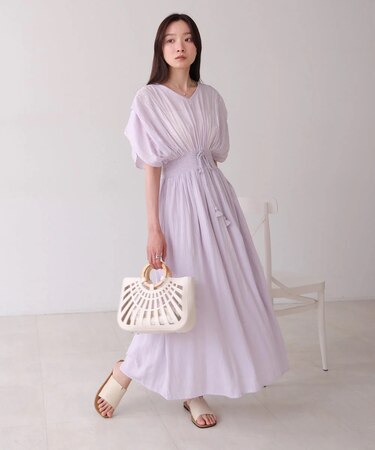 【Bab】フロント刺繍ウエストシャーリングワンピース