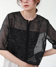 ﾌﾛﾝﾄﾎｯｸ刺繍ﾌﾞﾗｳｽｼﾞｬｹｯﾄ