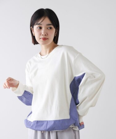 ストライプドッキングカットソー