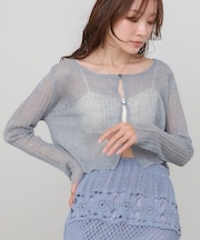 【Bab】ラメニットショートカーデ