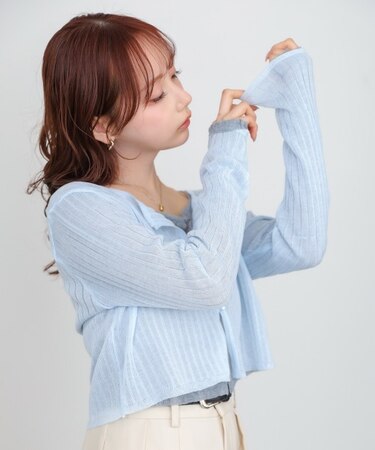 【Bab】ラメニットショートカーデ