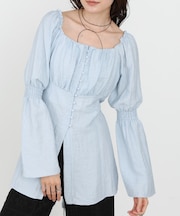 チェック前開きビスチェ風チュニック