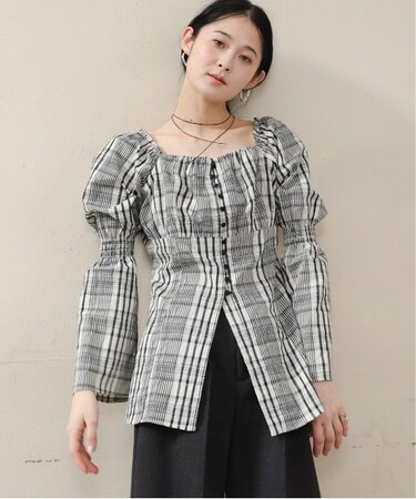 チェック前開きビスチェ風チュニック