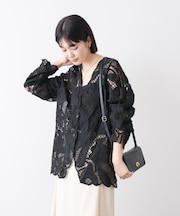 デザインレースカーディガン