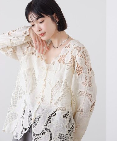デザインレースカーディガン