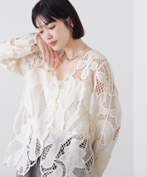 デザインレースカーディガン