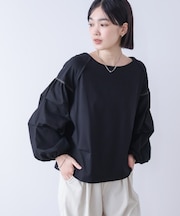 Ｗシルケット異素材タックスリーブプルオーバー