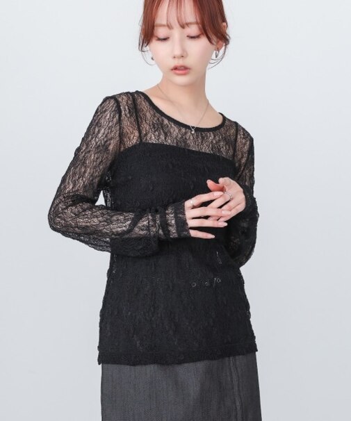 【Bab】メッシュレースプルオーバー