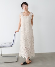 【Bab】【選べるサイズ展開】ロムバスクロシェロングワンピース