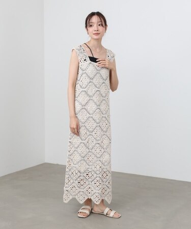 【Bab】【選べるサイズ展開】ロムバスクロシェロングワンピース