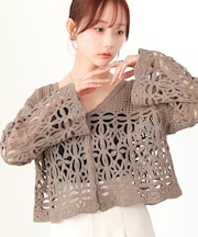 【Bab】クロシェミックス編みカーディガン