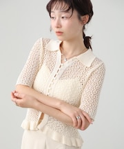 【Bab】透かし編みニットカーディガン