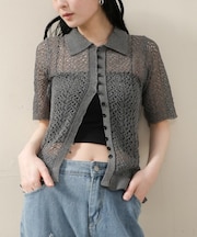 【Bab】透かし編みニットカーディガン