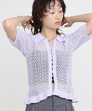 【Bab】透かし編みニットカーディガン