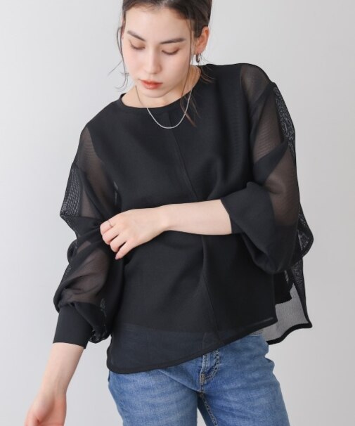 メッシュシアーレイヤードプルオーバー