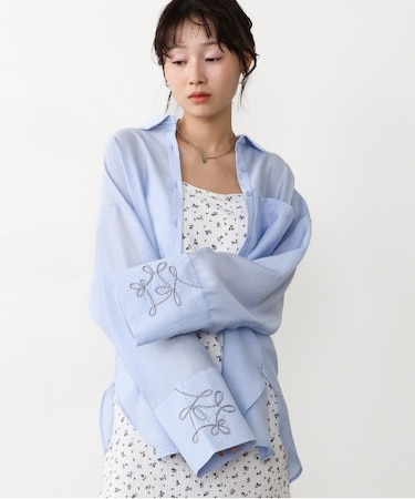 【Bab】コード刺しゅうワイドカフスオーバーシャツ