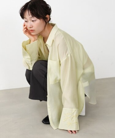 【Bab】コード刺しゅうワイドカフスオーバーシャツ