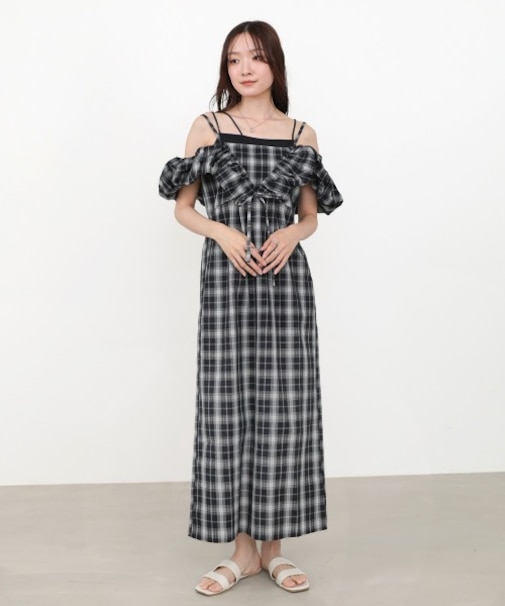 【Bab】2WAYバルーンチェックワンピース