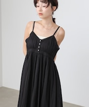 【Bab】【選べるサイズ展開】レース切り替えフレアキャミワンピース