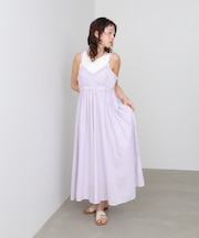 【Bab】【選べるサイズ展開】レース切り替えフレアキャミワンピース