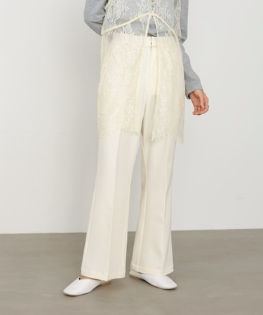 【Bab】【選べるサイズ展開】ストレッチツイルセミフレアスラックスパンツ