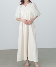 【Bab】【選べるサイズ展開】袖ボリュームポンチワンピース