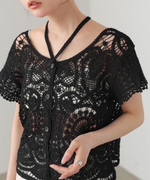 【Bab】クロシェ半袖トップス